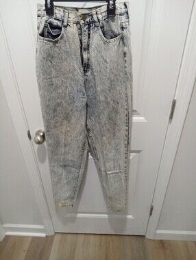Vintage 80's Giorgio Fiorlini Sz 12 Acid Wash Bow Ankle Zip Mom Jeans 27x28